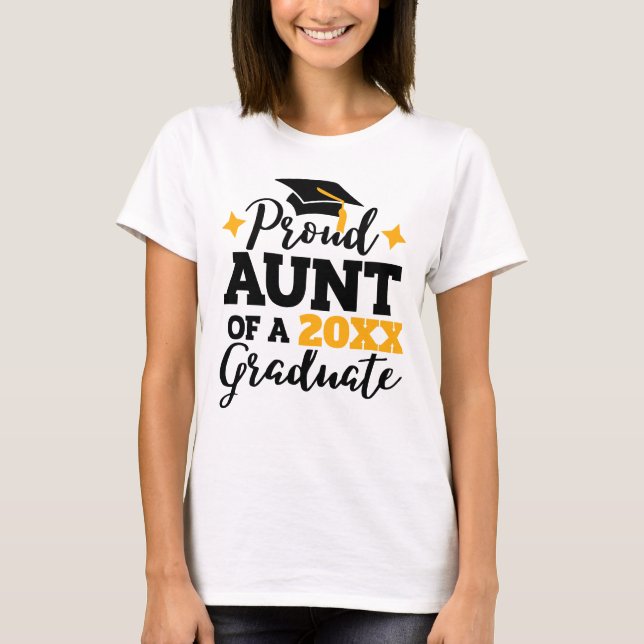 Proud Aunt of a 2022 graduate black gold tassel  T-Shirt (Front)