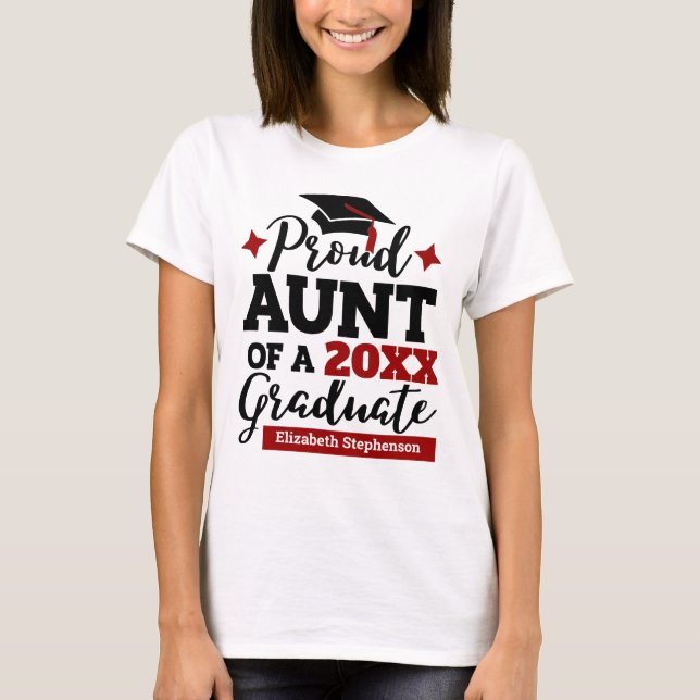 Proud Aunt of a 2022 graduate black red tassel T-Shirt (Front)