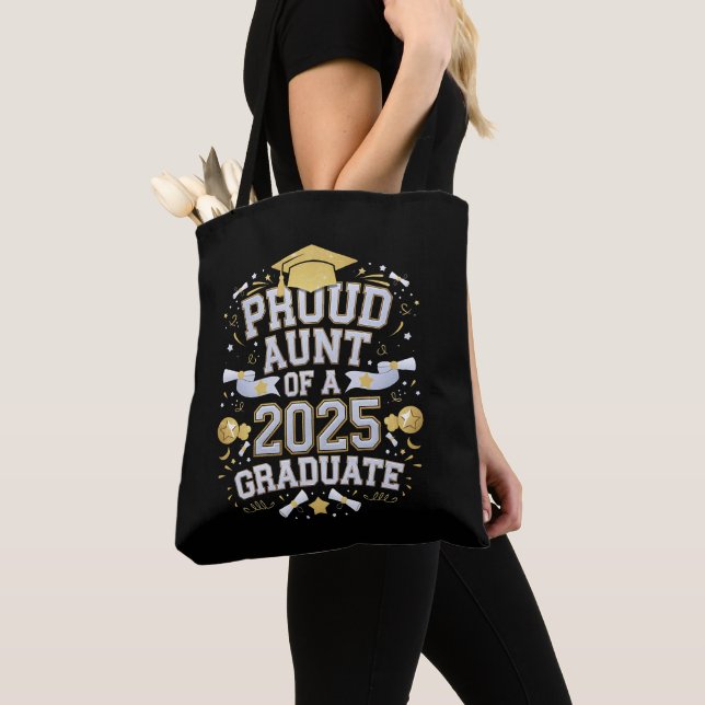 Proud Aunt Of A 2025 Graduate Graduation Family Tote Bag (Close Up)