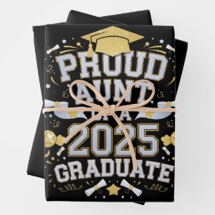 Proud Aunt Of A 2025 Graduate Graduation Family Wrapping Paper Sheet