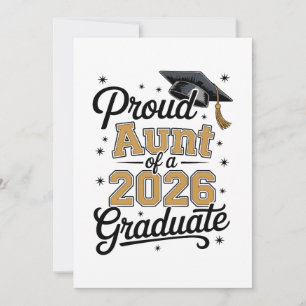 Proud Aunt Of A 2026 Graduate Gold Graduation Thank You Card