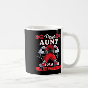 Proud Aunt Of A Heart Warrior Chd Awareness Red Ri Coffee Mug