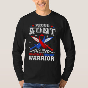 Proud Aunt Of A Pulmonary Fibrosis Warrior Red Blu T-Shirt