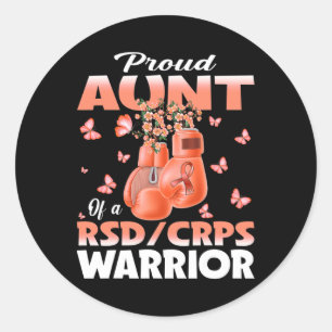 Proud Aunt Of A Rsd Crps Warrior Awareness Boxing Classic Round Sticker
