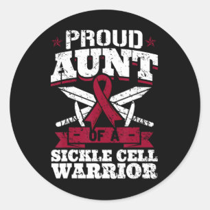 Proud Aunt Of A Sickle Cell Warrior Scd Awareness Classic Round Sticker