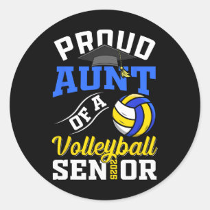Proud Aunt Of A Volleyll Senior Cl Of 2025 Graduat Classic Round Sticker