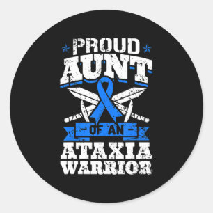 Proud Aunt Of An Ataxia Warrior Awareness Ribbon D Classic Round Sticker
