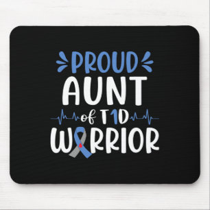 Proud Aunt Of T1d Warrior Diabetes Awareness Blue Mouse Mat