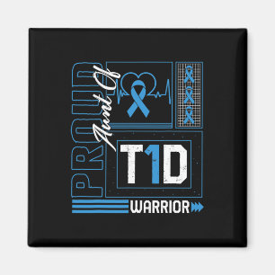 Proud Aunt Of T1D Warrior Ribbon Diabetes Awarenes Magnet