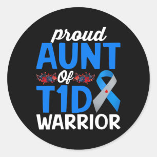 Proud Aunt Of T1d Warrior Survivor Diabetes Awaren Classic Round Sticker