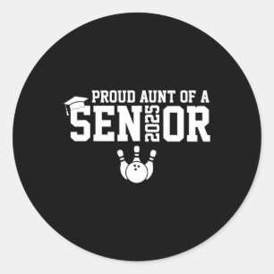 Proud Aunt Senior 2025 Bowling Player Cl Of 2025  Classic Round Sticker