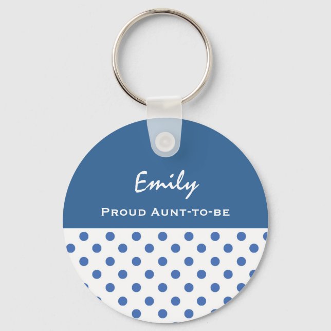 Proud Aunt-To-Be Cute Polka Dot Keychain Gift (Front)