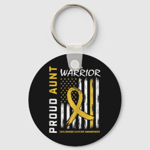 Proud Aunt Warrior Childhood Cancer Awareness Amer Key Ring