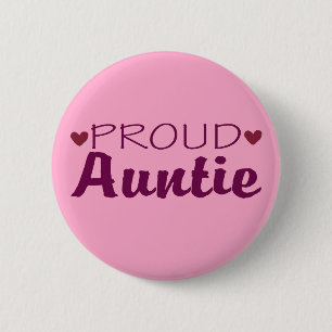 Proud auntie cute heart pink button