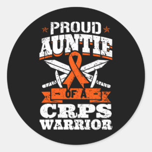 Proud Auntie Of A Crps Warrior Rsd Awareness Ribbo Classic Round Sticker