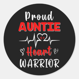 Proud Auntie Of A Heart Warrior Chd Awareness Surv Classic Round Sticker