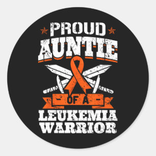 Proud Auntie Of A Leukaemia Warrior Awareness Bloo Classic Round Sticker