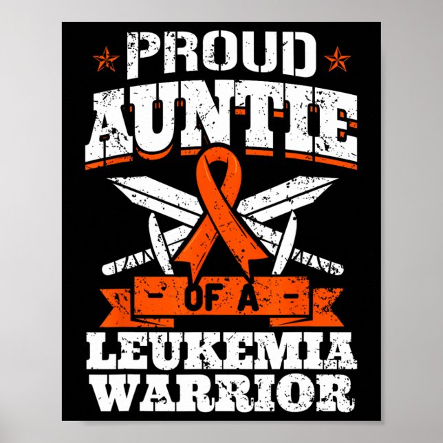 Proud Auntie Of A Leukaemia Warrior Awareness Bloo Poster (Front)