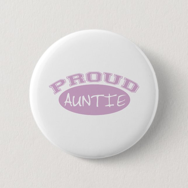 Proud Auntie (Pink) 6 Cm Round Badge (Front)