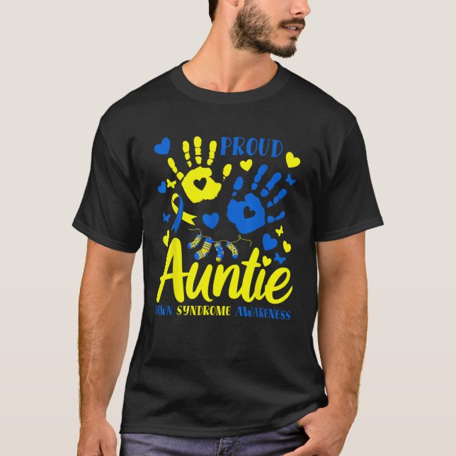 Proud Auntie World Down Syndrome Awareness Day Mat T-Shirt (Front)