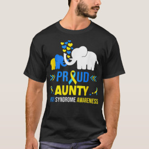 Proud Aunty Down Syndrome Awareness Blue Yellow Ri T-Shirt