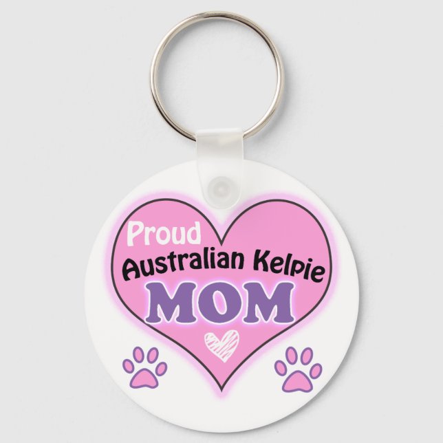 Proud Australian Kelpie Mom Key Ring (Front)