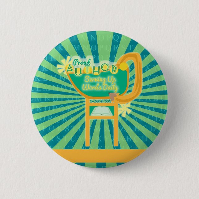 Proud Author Retro Style Diner Sign 6 Cm Round Badge (Front)