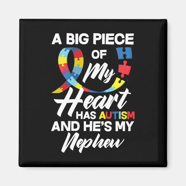 Proud Autism Aunt Uncle Autistic Nephew Autism Awa Magnet (Front)