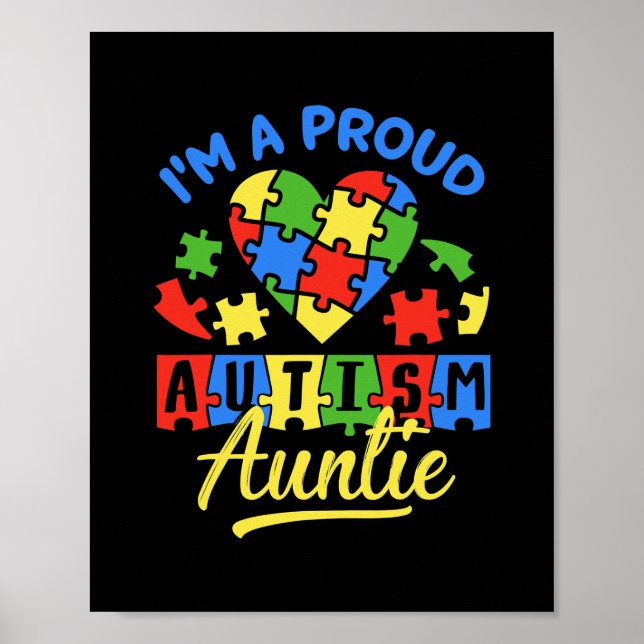 Proud Autism Auntie Awareness Aunt Autistic Niece Poster (Front)