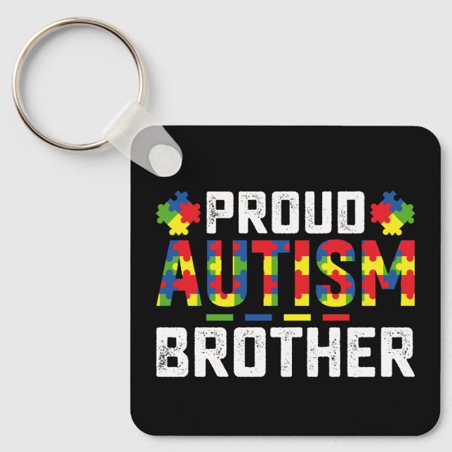 Proud Autism Brother Awareness Autistic Family Key Ring (Front)