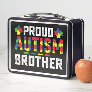 Proud Autism Brother Awareness Autistic Family Metal Lunch Box
