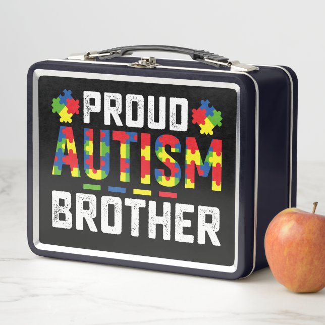 Proud Autism Brother Awareness Autistic Family Metal Lunch Box (In Situ)