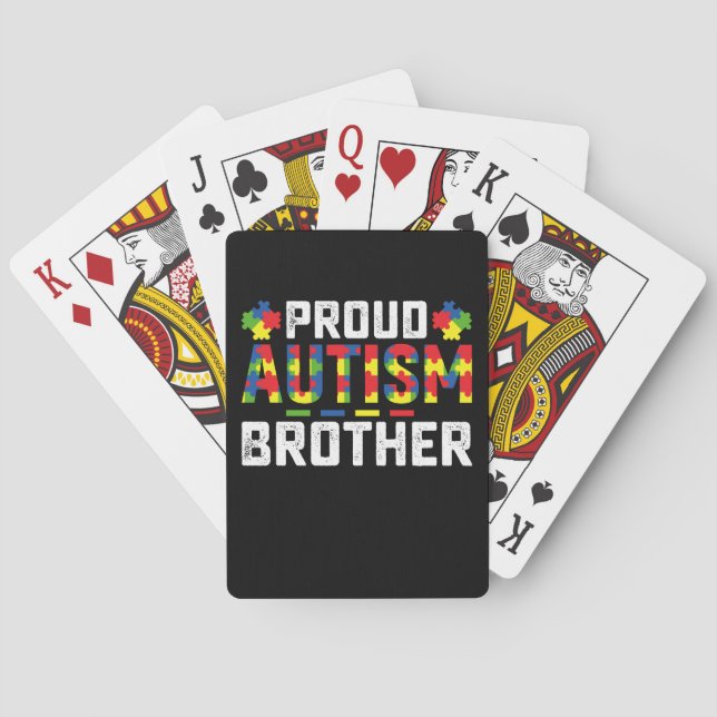 Proud Autism Brother Awareness Autistic Family Playing Cards (Back)