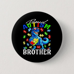 Proud Autism Brother Dinosaur Autism Awareness 6 Cm Round Badge
