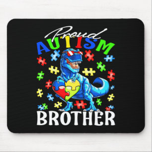 Proud Autism Brother Dinosaur Autism Awareness Mouse Mat