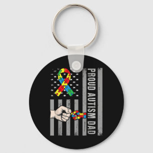 Proud Autism Dad American Flag Autism Awareness Da Key Ring