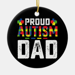 Proud Autism Dad Awareness Autistic Family Ceramic Tree Decoration