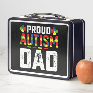Proud Autism Dad Awareness Autistic Family Metal Lunch Box