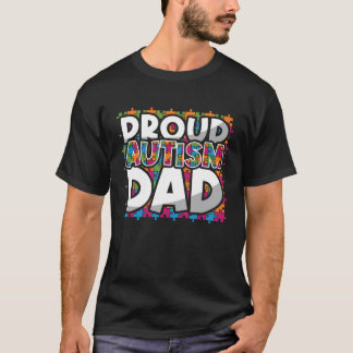 Proud Autism Dad Colourful Puzzle April Autism Awa T-Shirt