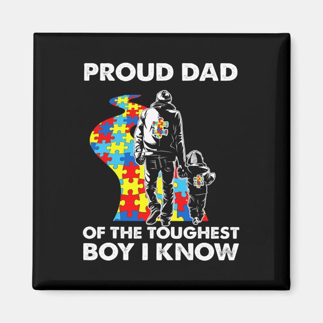 Proud Autism Dad-father And Son Autism Awareness  Magnet (Front)