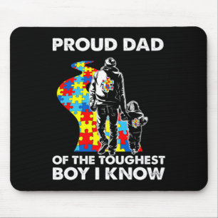 Proud Autism Dad-father And Son Autism Awareness Mouse Mat