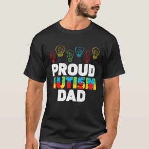 Proud Autism Dad Puzzle Light Bulb Autism Awarenes T-Shirt