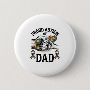 Proud Autism Dad Vintage Engraving Awareness Shirt 6 Cm Round Badge
