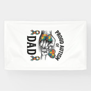 Proud Autism Dad Vintage Engraving Awareness Shirt Banner