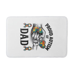 Proud Autism Dad Vintage Engraving Awareness Shirt Bath Mat