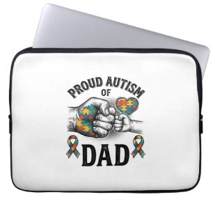 Proud Autism Dad Vintage Engraving Awareness Shirt Laptop Sleeve
