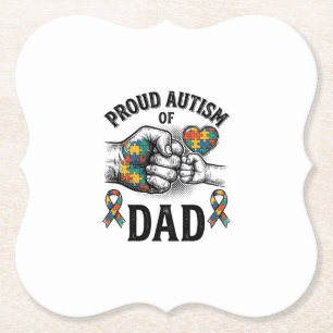 Proud Autism Dad Vintage Engraving Awareness Shirt Paper Coaster