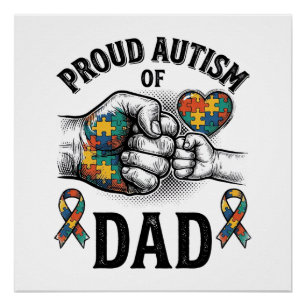 Proud Autism Dad Vintage Engraving Awareness Shirt Poster