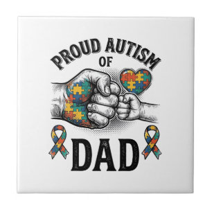 Proud Autism Dad Vintage Engraving Awareness Shirt Tile