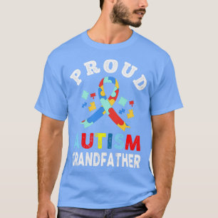 Proud Autism Grandfather Heart Autism Awareness Da T-Shirt